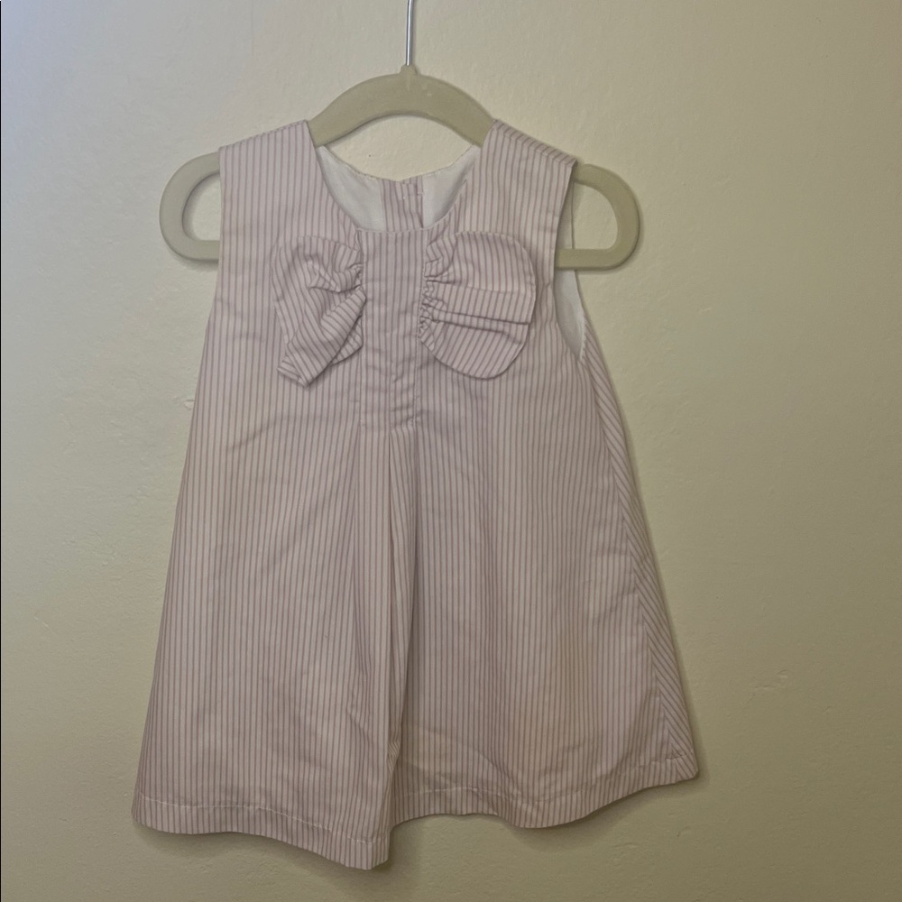 Babidu Spanish Pink Striped Sleeveless Dress with Bow